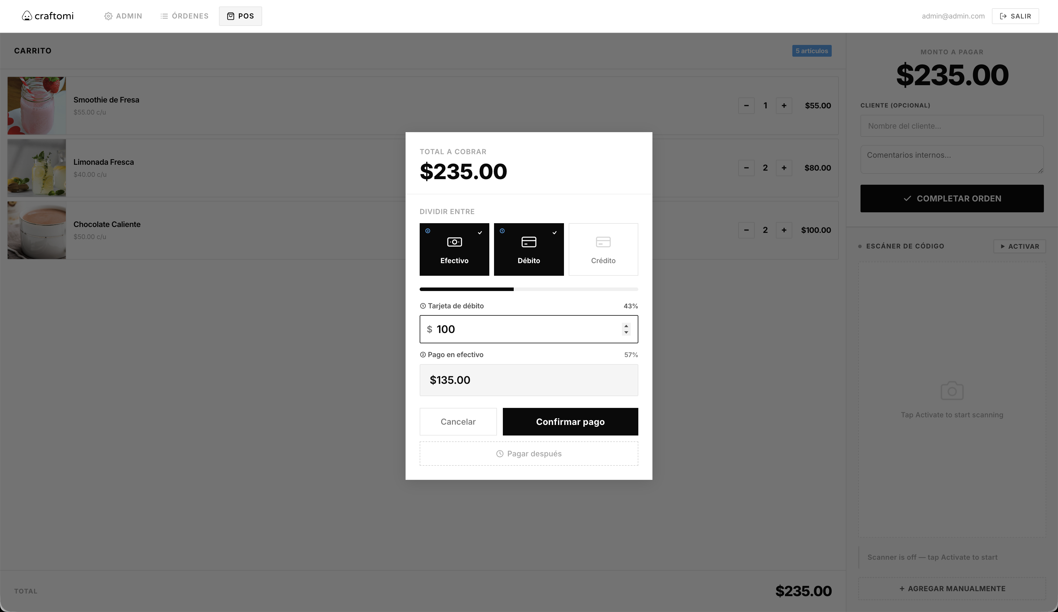 POS — Modal de cobro